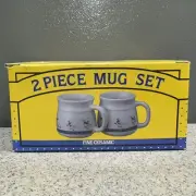 NIB 2 Piece Vtg Fine Ceramic Mug Set Geese & Goslings Cottagecore Country Farm
