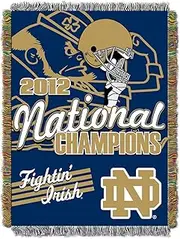 NCAA Notre Dame Fighting Irish 2012 BCS National Champions Triple Woven Tapestry Throw Blanket, Blue, 48 x 60-Inch