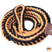 Orange Black HILASON Braided Poly Barrel Racing Contest Flat Reins 1" X 8Ft