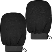 2PCS Exfoliating Mitt, Exfoliating Gloves, Body and Face Scrub, Remove Dead Skins and Impurities, Viscose Silk Material Exfoliating Glove for for Bath, Smoother and Healthier Skin (Black)