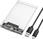 2.5 Inch Hard Drive Enclosure USB C 5 Gbps, USB 3.1 Gen1 SATA External SSD Enclosure for 2.5 Inch SSD and HDD up to 6TB, UASP Supported, with USB C 3.1 Cable, Tool-Free