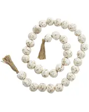 Peyton Lane Ceramic Handmade Round Large Distressed Beaded Garland with Tassel