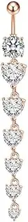 [Niaspi] 14G Long Heart Dangle Belly Button Rings for Women Girls Surgical Steel Cubic Zircon Belly Navel Piercing Rings Dangling Belly Studs Barbell Body Piercing Jewelry