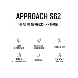 【GARMIN官方授權】APPROACH S62 進階高爾夫GPS腕錶 展示福利品