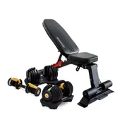 Powertrain 48KG Adjustable Dumbbell Set - Gold with FID Weight Bench