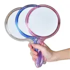 Double-Sided Handheld Mirror 1X/3X Magnifying Mirror with Handle Transparent