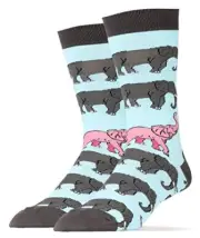 Pink Elephant Crew Socks - MENS - (Size 6-12) By OOOH YEAH