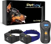 PetSpy P620B Dog Training Shock Collar for 2 Dogs with Vibration, Electric Shock, Beep; Fully Waterproof Remote Trainer with Two E-Collars, 10-140 lbs (for 2 Dogs)