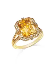 Bloomingdale's Fine Collection Citrine & Diamond Halo Ring in 14K Yellow Gold