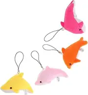 MOBUTOFU 4pcs Plush Dolphin Charm Pendant Cute Mini Dolphin Stuffed Animal for Backpack Decoration Party Favors Adorable Soft Material