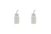 2x Melii Luxe Silicone Water Bottle w Drinking Straw Drink Container Ivory