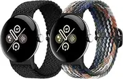 [Eiavike] Braided Bands Solo Loop Compatible with Google Pixel Watch 2 1/Pixel Watch 3 41mm, Adjustable Stretchy Nylon Elastic Straps with Upgraded Connector for Google Pixel Watch Wristbands Women Men