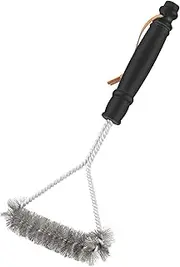 Grill Cleaning Brush 3-Sided BBQ Wire Brush with Hanging Loop BBQ Cleaning Brush Barbecue Cleaner for Gas Charcoal Porcelain Grill Tools