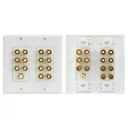 Pro2 7.1 Home Theatre Speaker Wall Plate w/ 14-Terminals/1-RCA 140mm White