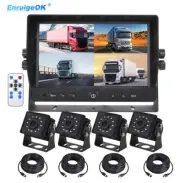 4 Cameras for Truck RV Bus Realtime Rear Reversing Camera Kit+ 9" 4CH Monitor