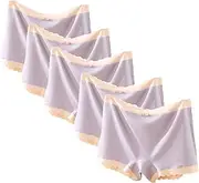 [XWSM] 5-Pack Women's Boyshorts Panties Plus Size Boxer Briefs Underwear Girls Ladies Underpants Sleep Everyday Sports Shorts(Purple,XL/X-Large), Purple
