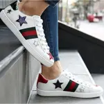 精品二手 97新 GUCCI 431919 SNEAKERS 紅唇休閒鞋 白