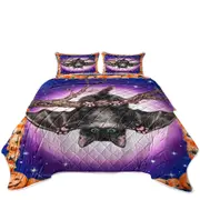 Funny Cute Halloween Kitten Bat Coverlet
