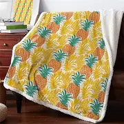 CVBFDB Pineapple Hand Painted Texture Print Sherpa Blanket Cashmere Throw Blankets Sofa Cover Home Decor Quilt Picnic Blanket(150X200CM)