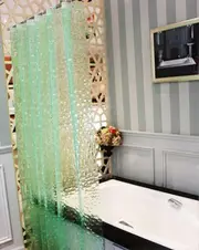 Shower Curtains Waterproof Mildew Proof Cube Decorative Bathroom Curtains Green 180 x 180cm