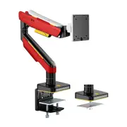 Humanmotion T18 Single Screen Heavy Duty Aluminum Steel Monitor Arm for up to 17in-49in 2-20kg - Matte White and Red (T18-1E)