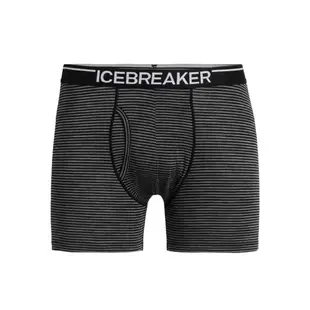 【Icebreaker 男 Anatomica 四角開口內褲 BF150《黑灰條紋》】IB103030/四角褲/排汗內褲
