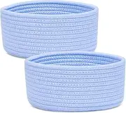 [ABenkle] 2 Pack Small Baskets, Cotton Rope Woven Basket, Cute Mini Tiny Storage Baskets, Decorative Boho Basket for Nursery Living Room Bedroom Shelf, Empty Gift Basket