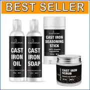 100% Plant-Based Cast Iron Seasoning Oil & Soap Set for Non-Stick Performance