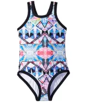 Seafolly L104737 Girls Galaxy Bliss Racer Tank One-Piece Swimsuit Size 14
