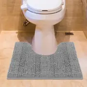 Striped Light Grey Toilet Bathroom Rug Mat 24" x 20" Contour Rug Ultra Soft, ...