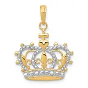 14k Yellow u0026 Rhodium Gold Rhodium Crown Pendant