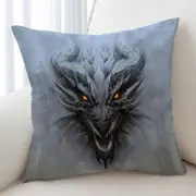 Grey Concrete Scary Dragon Cushion Cover