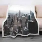 Overlooking City's Tall Buildings 3D Warm Plush Fleece Blanket Picnic Sofa Couch