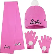 [Barbie] Girls' Hat, Gloves & Scarf Set - Gifts for Children, pink, One Size