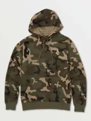 NWT $60 Mens VOLCOM Vamo Pull Over Fleece Hoodie Green Camo-Size SMALL