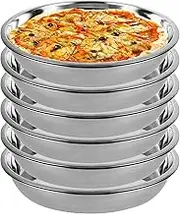 SENENQU 6 Pack 12.6 Inch Stainless Steel Pizza Pan, 2.2in Deep Round Baking Pan Large Pizza Baking Tray, Heavy-Duty Pizza Dish Non-Stick Baking Sheet for Oven, Dishwasher Safe