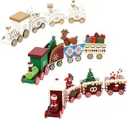 3pcs Christmas Wooden Train Mini Trains Mini Wooden Christmas Train Santa Clause Suit Train Figurines Christmas Railway Train Under Christmas Tree Train Wood Toys Ornaments Cartoon