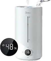 MIDEA Air Humidifier for Bedroom Large Room, 4.5L Ultrasonic Cool Mist Humidifier with Adjustable Humidity Control, 99.9% Anti-Bacterial, Top Fill, Auto Shut Off, Quiet Sleep Mode (AU Adapter)