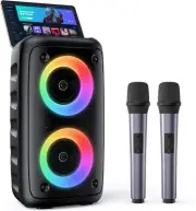 Karaoke Machine, Portable Bluetooth Speaker with 2 Wireless Karaoke Microphones,