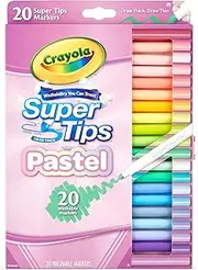 CRAYOLA Pastel Super Tips, Washable Felt Tip Pens with Medium Fine Tip, Pack of 20, for School and Leisure, 20 Pastel Colours, 58-7517