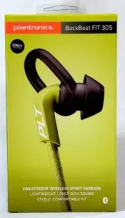 NEW Plantronics PLT-BCKBTGR BackBeat FIT 305 Wireless Headphones GREY/LIME