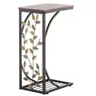 Sofa Side End Table Iron Leg Snack Table Living Room Bed Stand Snack Tea Brown