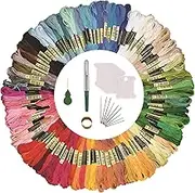 Embroidery Floss Kit - 100 Colors Thread for Cross Stitch, Sewing, Bracelet Crafts + 22 Pcs Accessories (100 Bags)
