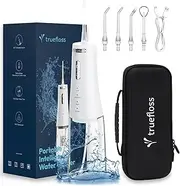 Truefloss Cordless Water Dental Flosser, 4 Modes 5 Jet Tips Replacement, IPX7 Waterproof,300ML Removable Water Tank Powerful Battery &Type-C Charge Oral Irrigator for Business Travel