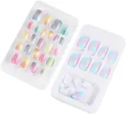 Baluue Lovely Manicure Set for Children 48 Pieces Fake Nails Abs Material Non-harmful Creative Nail Art Random Style