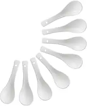 ACANDYL Soup Spoons Asian Soup Spoon Chinese Soup Spoons Soup Dumplings Ramen Spoons Japanese Soup Spoons Ceramic Spoon Perfect for Pho, Miso, Wonton, Ramen, Dumpling, Macaron White (8, WHITE)