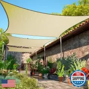 ShadeMart 14' x 16' Beige Rectangle Sun Shade Sail Canopy SMTAP1416, Water Pe