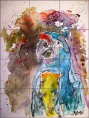 Macaw Tile Mural Ceramic Backsplash McCrea Tropical Bird Art DMA029