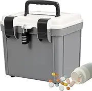 Lockable Medicine Box,Lockable Storage Container Bin - Organizer File Password Portable Locking Medicine Tool for Home Office Work Traveling