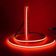 XUNATA 12V COB LED Strip with On/Off Switch Power Supply, 320 LEDs/m Flexible Light Ribbon, Self-Adhesive Tape for Indoor Home Commercial Cupboard TV Backlight(Red, 5m)